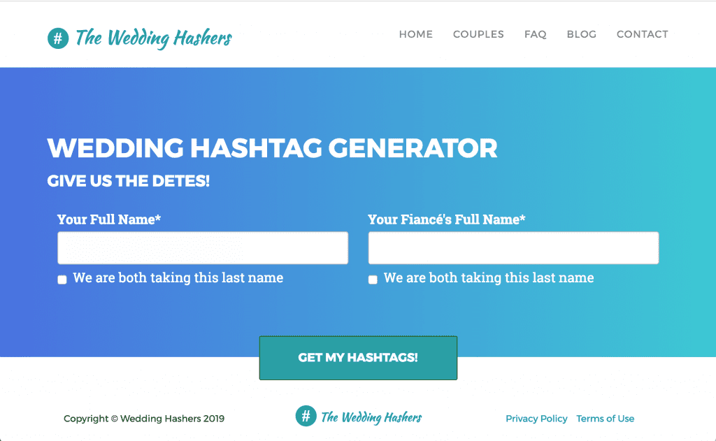 Wedding Hashtag Generator from The Wedding Hashers