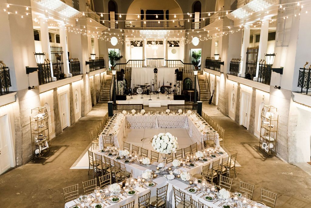 unique wedding reception layout at The Lightner Museum
