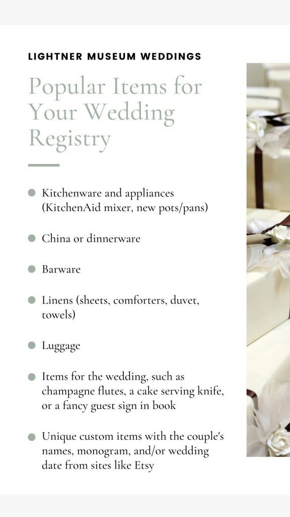 Most common wedding registry items