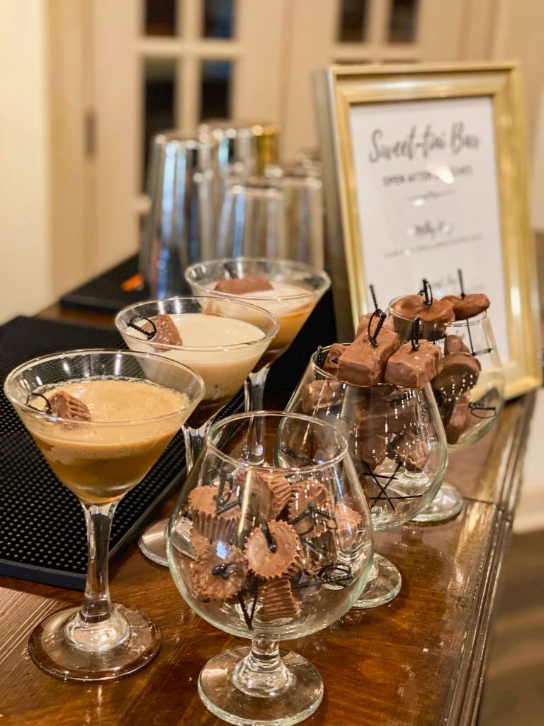 Espresso martinis served with chocolate treats during a recent wedding at the Lightner Museum.