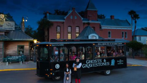 trolley for Ghosts and Gravestones tour in St. Augustine