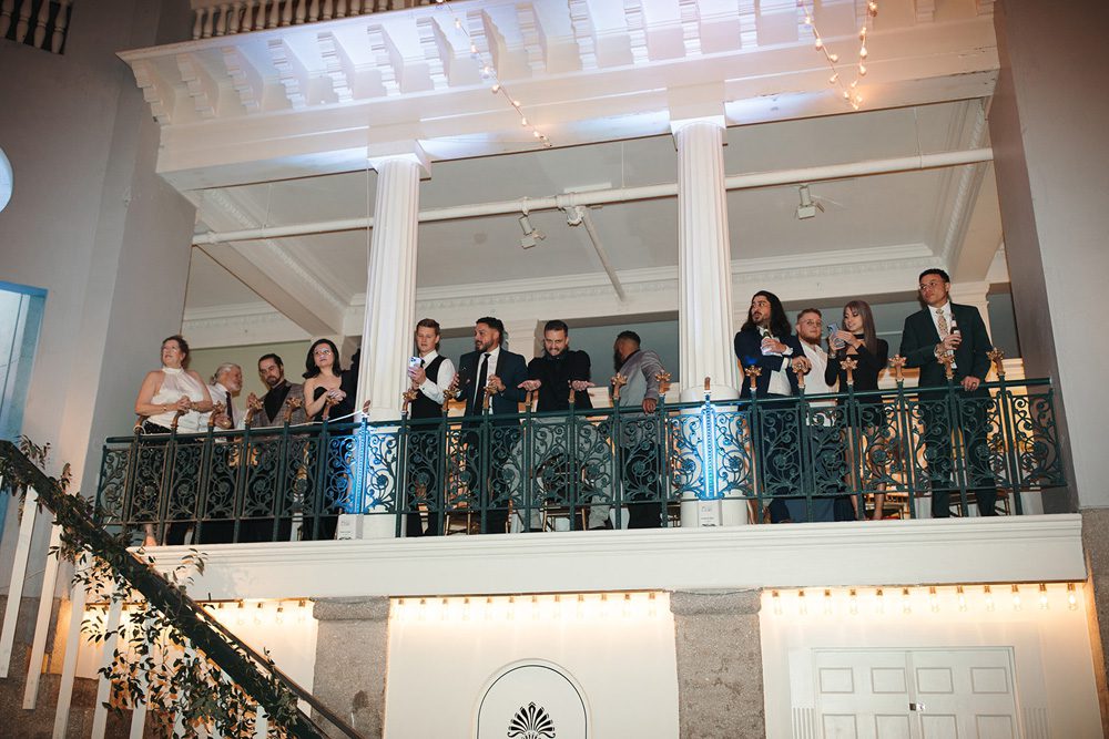 Guests on the mezzanine at Lightner Museum