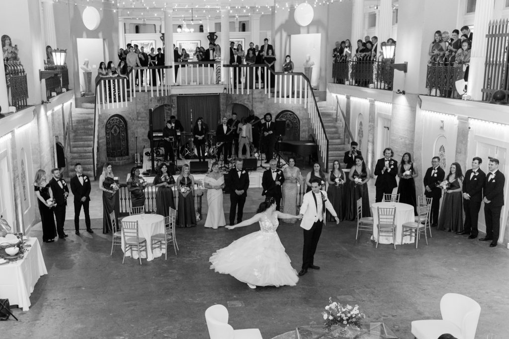 Cory and David's first dance as viewed from the Mezzanine