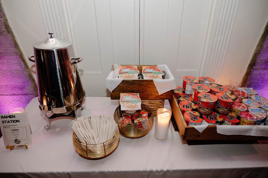 ramen noodle bar at wedding reception